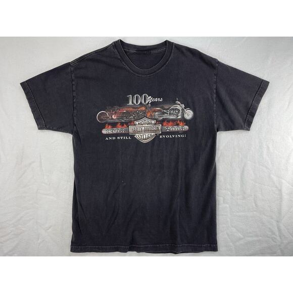 Harley Davidson Genuine Motorcycle 100 Years Logo Michigan City T-Shirt - Size L - Picture 1 of 9